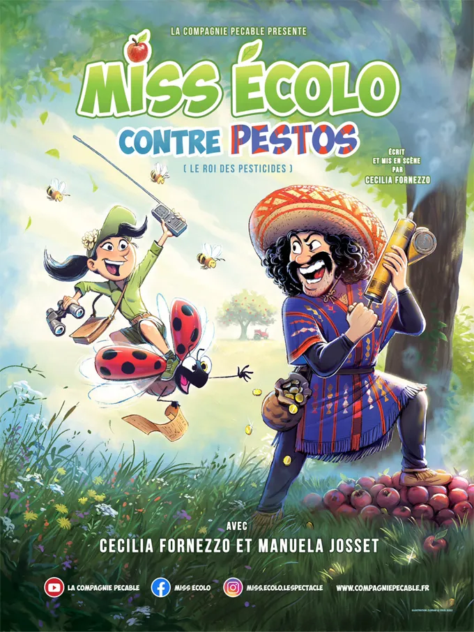 Affiche du spectacle pour enfants "miss écolo contre Pestos"