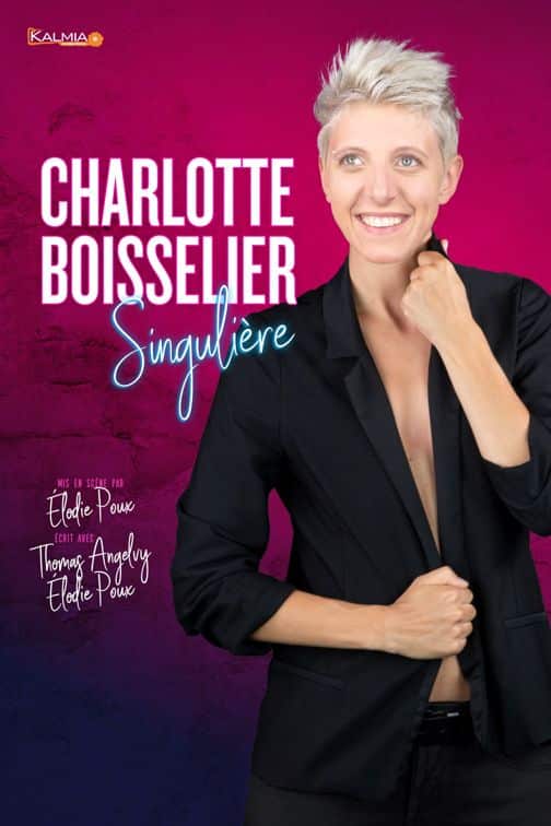 Affiche du spectacle Singuliere avec le portrait de Charlotte Boisselier, mise en scène par élodie Poux