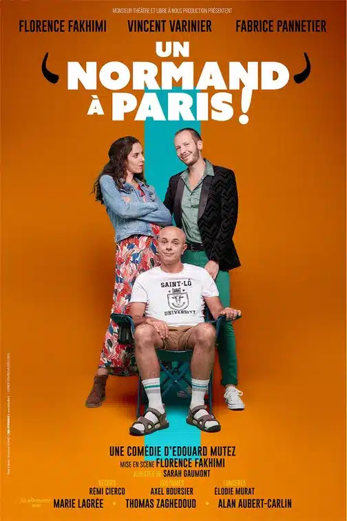 Affiche "Un normand à Paris" un couple debout devant un homme assis
