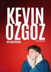 Affiche Kevin Ozgoz. Son portrait sous le titre qui est son nom, portrait de lui son sourire en partie caché par sa main