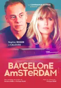 Affiche "Barcelone Amsterdam" La photo en mode dessin d'un homme et d'une femme