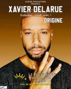 Affiche de Xavier Delarue dans son ,spectacle "Origine"