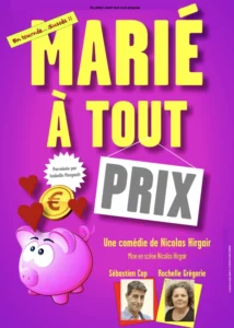 Affiche de arie à tout prix, dessin rose, avec une tirelire en forme de cochon