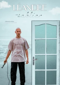 Affiche pour Sablier, sectacle seul en scène de Léandre, au café théâtre le Petit Bijou de Biarritz