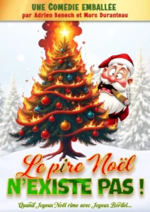 Affiche de la coédie LE pire noel, un dessin avec un beau sapin