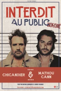 Affiche "Interdit au public" laurent et Mathou sur fond de fiche de police, l'air très sérieux