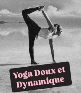Photo pour le cours de Yoga doux à Biarritz : une femme en équilibre sur un pied devant la mer