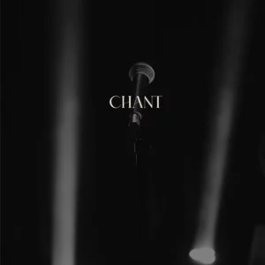 Affichette pour les cours de Chant, une photo de micro entre deux projecteurs